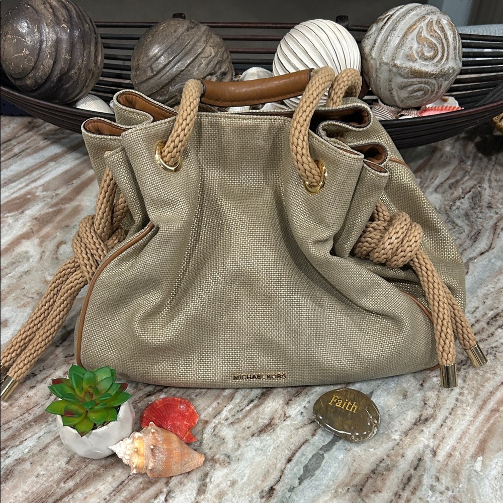 Michael Kors EUC Gold Shoulder Bag with Rope Handles